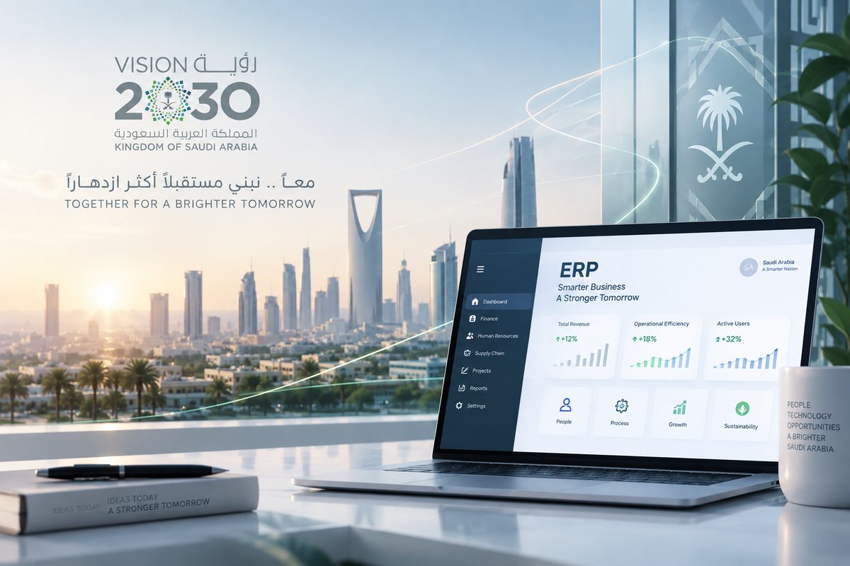 أفق مدينة الرياض وشعار رؤية المملكة 2030
